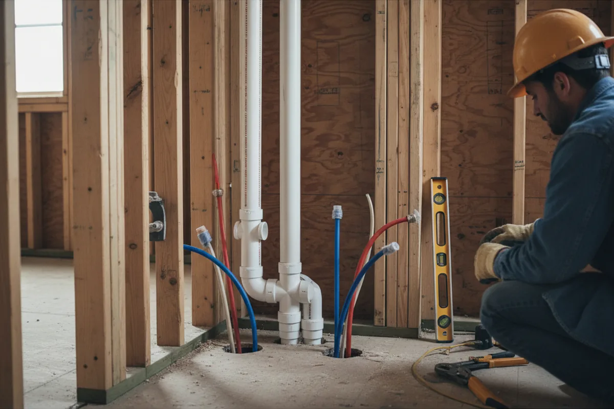 Drain and supply rough-in during Drain Cleaning in Blanco